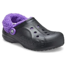 Baya Lined Fuzz Strap Clogs “Black Purple”