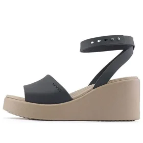 Brooklyn Ankle Strap Wedge Sandals “Black Beige”