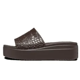 Brooklyn Croco Shine Slide Sandals “Espresso”