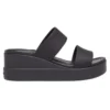 Brooklyn Double Strap Round Toe Mid Wedges Slides “Black”