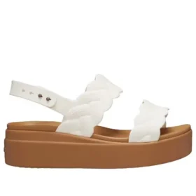 Brooklyn Woven Wedge Sandals “White Brown”