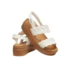 Brooklyn Woven Wedge Sandals “White Brown”