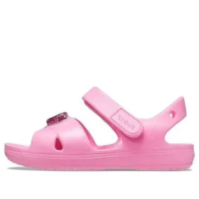 Classic Cross-Strap Charm Sandals “Pink”