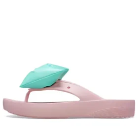 Classic Platform Bow Flip Flops “Pink Teal”