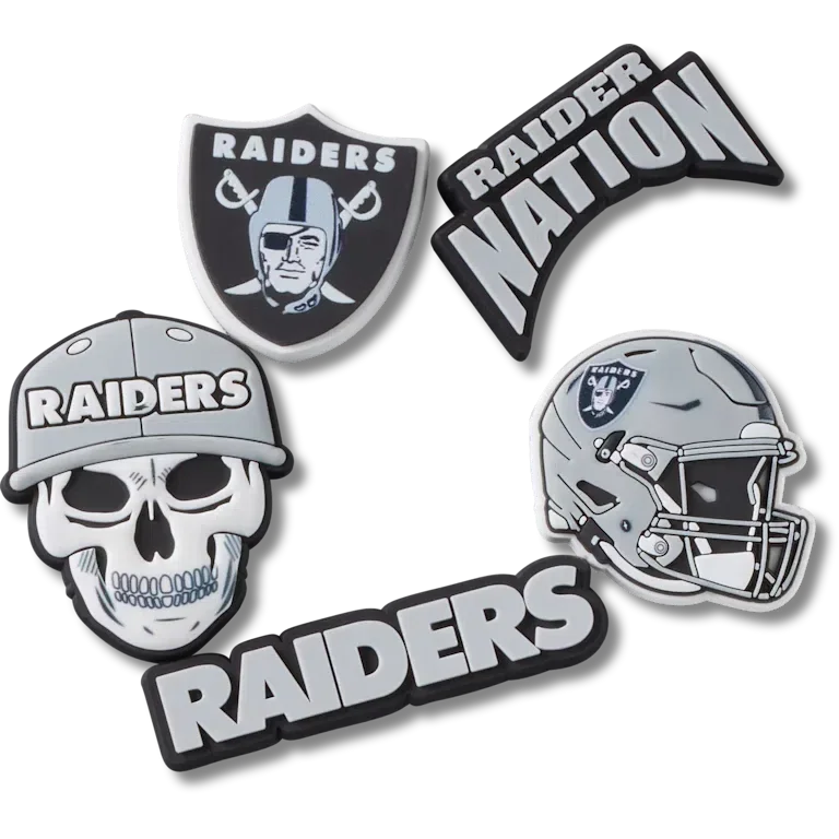 Nfl Las Vegas Raiders 5 Pack Jibbitz Shoe Charm Nfl Las Vegas Raiders 5 Pack Jibbitz Shoe Charm