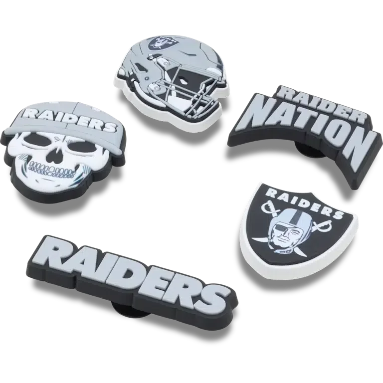 Nfl Las Vegas Raiders 5 Pack Jibbitz Shoe Charm Nfl Las Vegas Raiders 5 Pack Jibbitz Shoe Charm