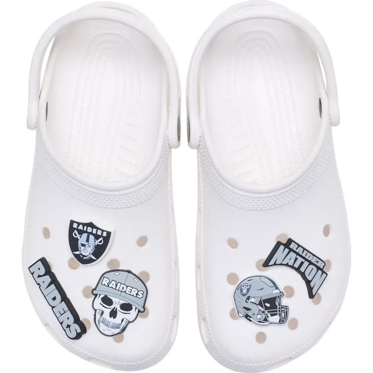 Nfl Las Vegas Raiders 5 Pack Jibbitz Shoe Charm Nfl Las Vegas Raiders 5 Pack Jibbitz Shoe Charm