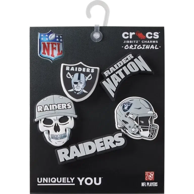 Nfl Las Vegas Raiders 5 Pack Jibbitz Shoe Charm Nfl Las Vegas Raiders 5 Pack Jibbitz Shoe Charm