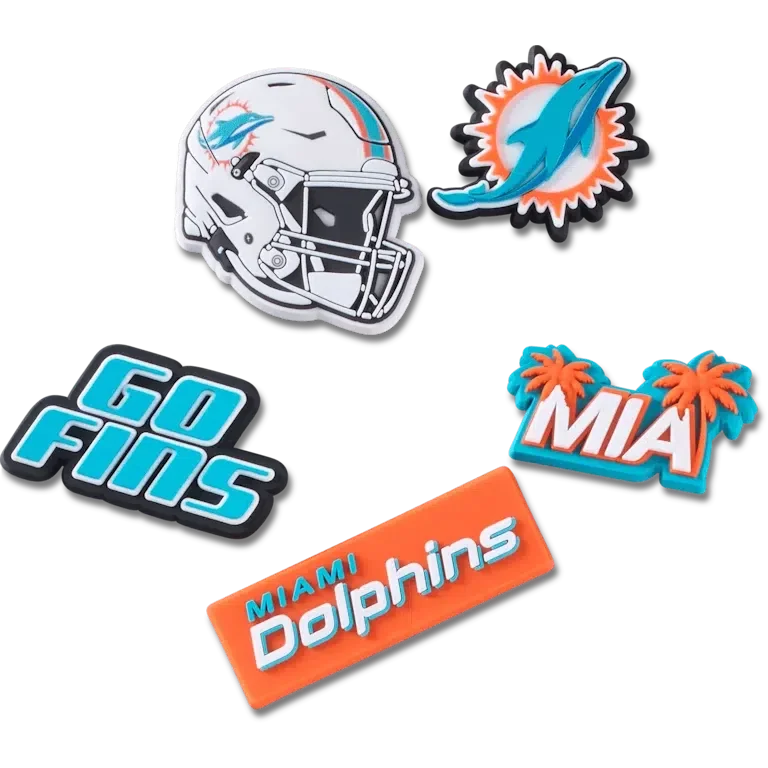 Nfl Miami Dolphins 5 Pack Jibbitz Shoe Charm Nfl Miami Dolphins 5 Pack Jibbitz Shoe Charm