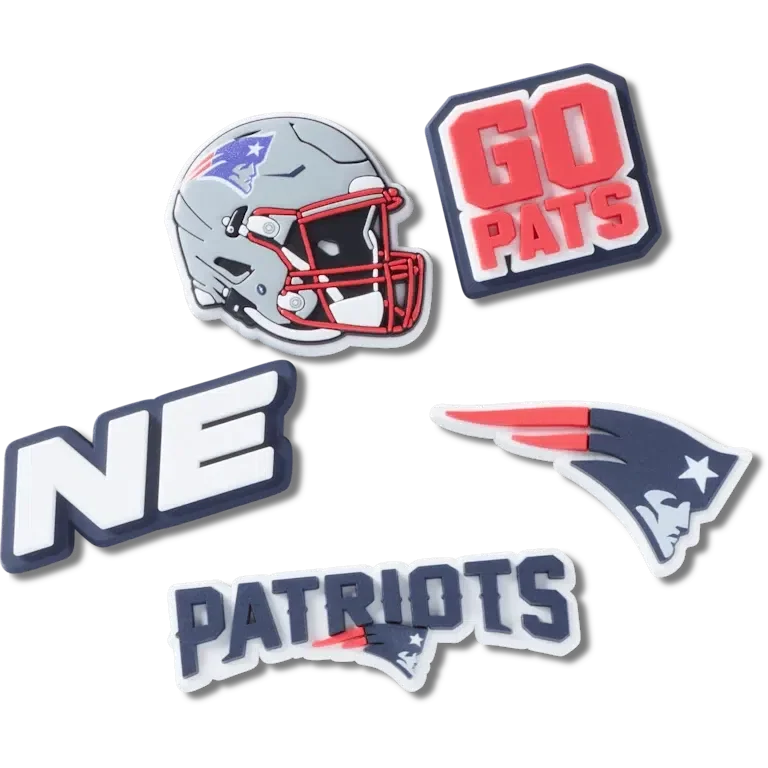 Nfl New England Patriots 5 Pack Jibbitz Shoe Charm Nfl New England Patriots 5 Pack Jibbitz Shoe Charm